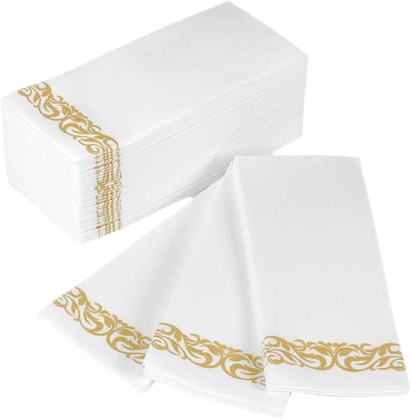 مناديل ورقية ذهبية قابلة للتخلص 25 قطعة لتزيين طاولات حفلات الزفاف والمطاعم والولائم - Image 1